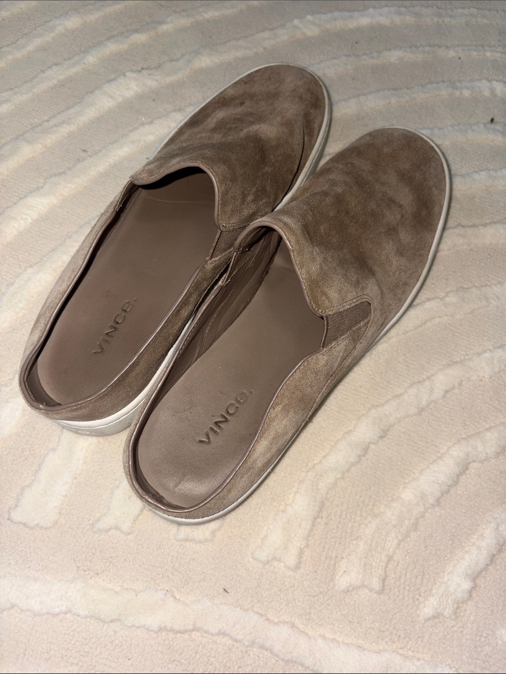Vince Taupe Suede Slip-On Loafers